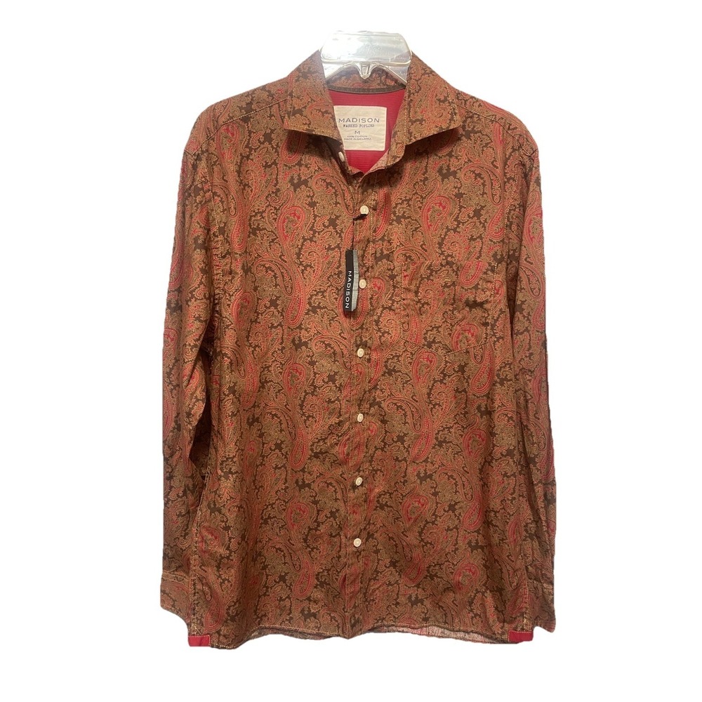 Madison Washed Poplins Men's Size M Dress Shirt Paisley NWT